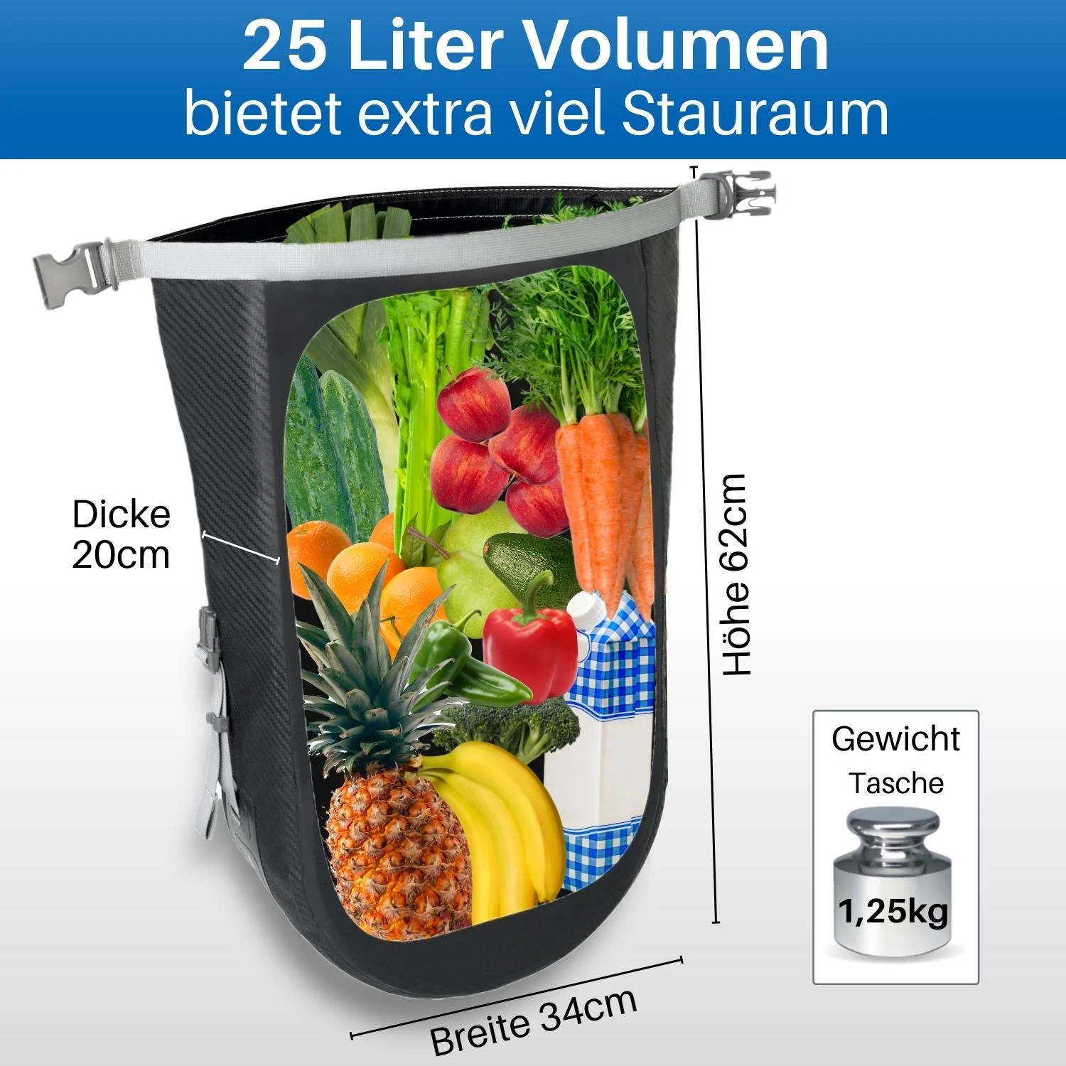 2 Stk Fahrrad Hinterradtasche wasserdicht 25L - Image 6