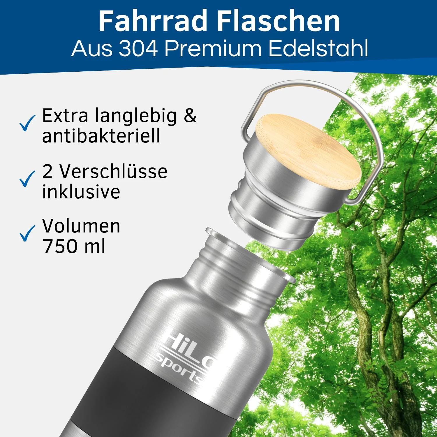 Edelstahl Trinkflaschen mit Halterung - Hobby Set 750 - Image 3