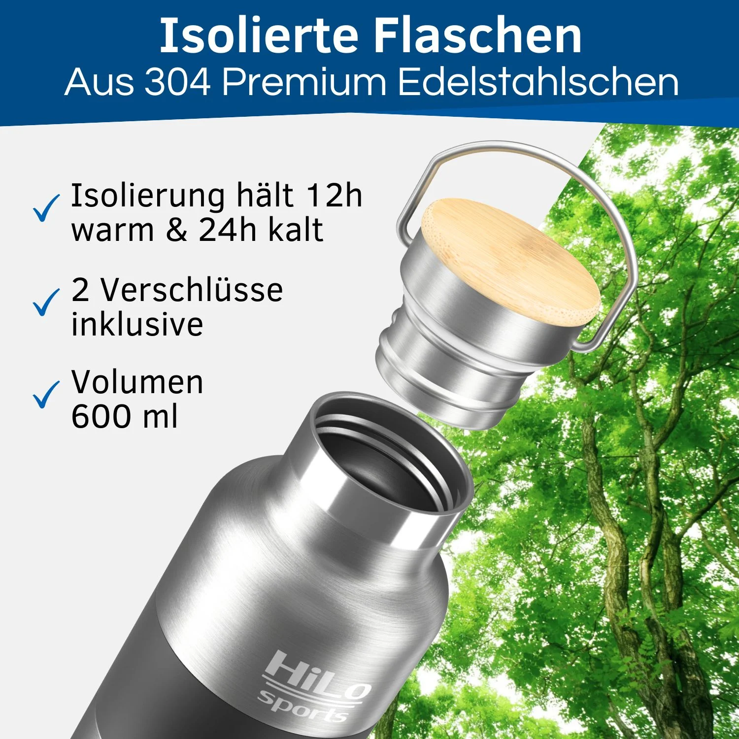Isolierte Edelstahl Trinkflaschen mit Halterung - Hobby Set 600 - Image 3